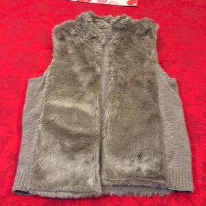 New York & Co Reversible Brown Fur Sweater Vest